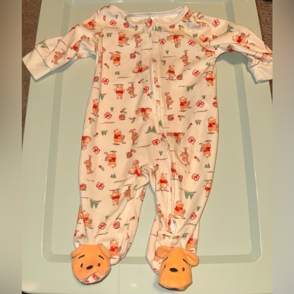 Disney Winnie the Pooh Footed Onesie - White and Orange